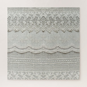 Subtiele witte kant, textiel close-up. legpuzzel