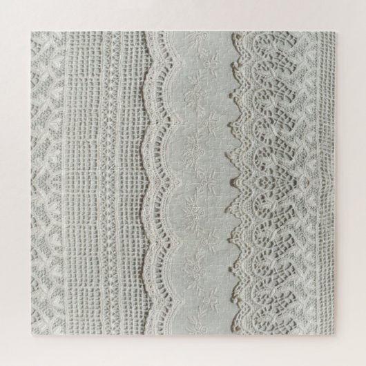 Subtiele witte kant, textiel close-up. legpuzzel (Horizontaal)