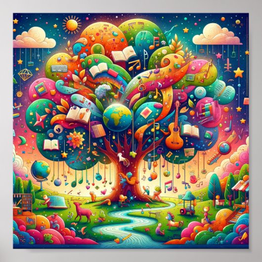 Subtiele wonderen: Het Leerboom Poster voor Kinder (Voorkant)