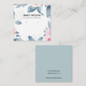 SUBTIELE ZACHTE BLUSH BLAUWE BLOEMENOORBEL DISPLAY VIERKANTE VISITEKAARTJE (Voorkant / Achterkant)