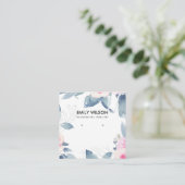 SUBTIELE ZACHTE BLUSH BLAUWE BLOEMENOORBEL DISPLAY VIERKANTE VISITEKAARTJE (Staand voorkant)