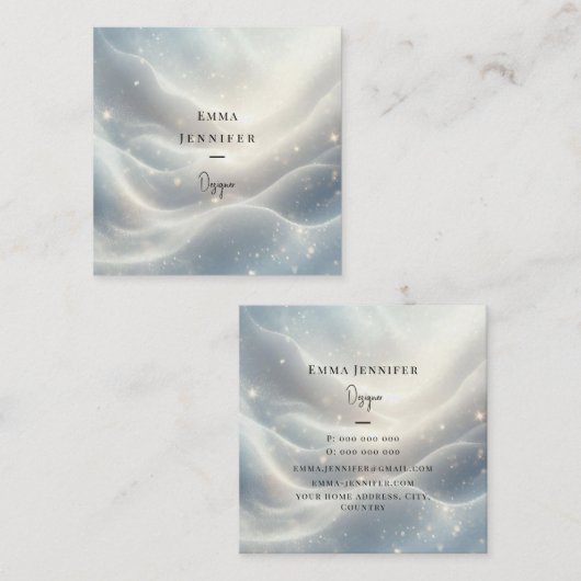 Subtiele zachte glitter achtergrond vierkante visitekaartje (Voorkant / Achterkant)
