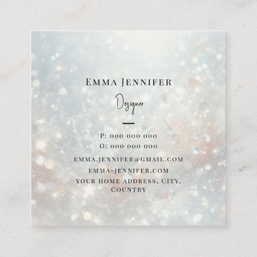 Subtiele zachte glitter achtergrond vierkante visitekaartje (Achterkant)