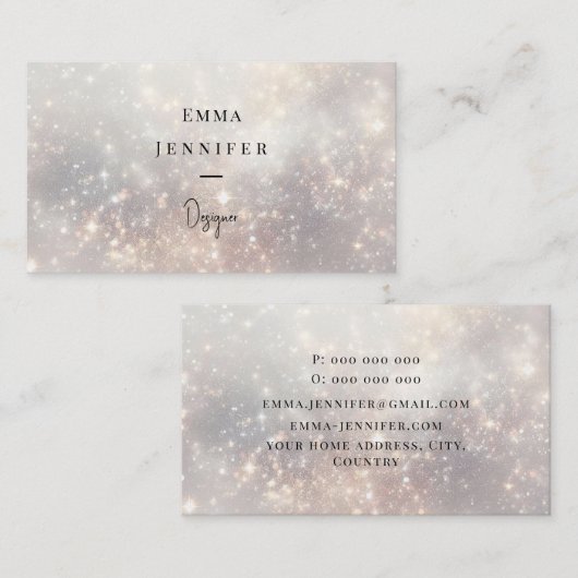 Subtiele zachte glitter achtergrond visitekaartje (Voorkant / Achterkant)