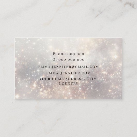 Subtiele zachte glitter achtergrond visitekaartje (Achterkant)