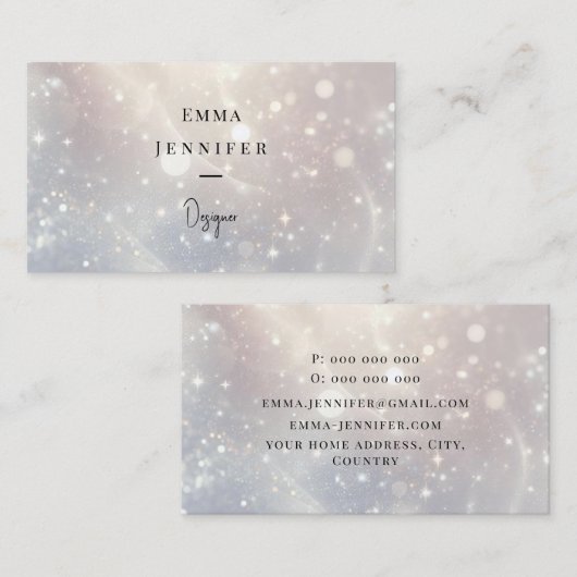 Subtiele zachte glitter achtergrond visitekaartje (Voorkant / Achterkant)