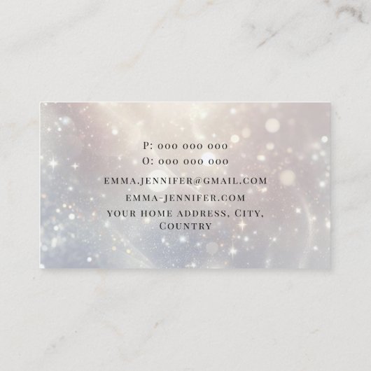 Subtiele zachte glitter achtergrond visitekaartje (Achterkant)