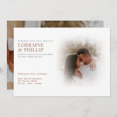 Subtiele zachte witte foto gradient bruiloft kaart (Voorkant / Achterkant)