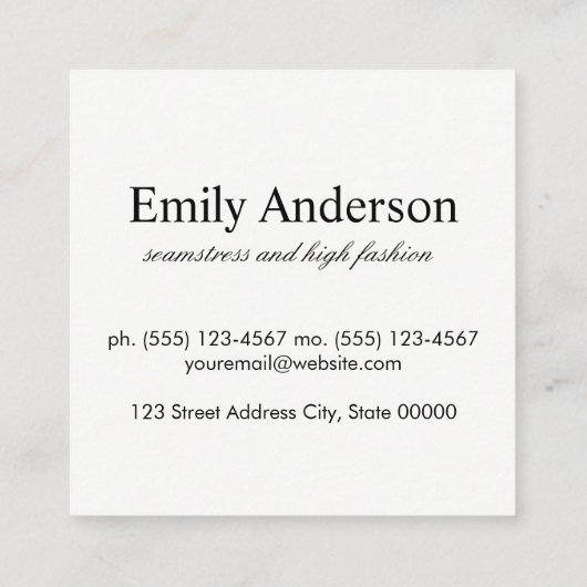 Subtil patroon roze met monogram vierkante visitekaartje (Achterkant)