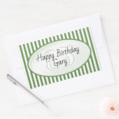 Subtle Age Green en White Stripe Happy Birthday Rechthoekige Sticker (Envelop)