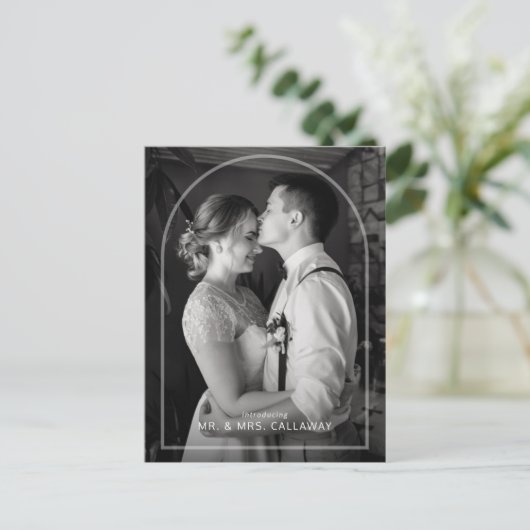 Subtle Arch Overlay Photo Elopement Briefkaart (Staand voorkant)