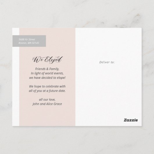 Subtle Arch Overlay Photo Elopement Briefkaart (Achterkant)