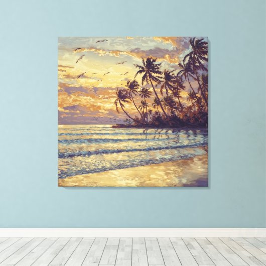 Subtle Beach Light - Impressionism Style Landscape Canvas Afdruk (Insitu (Houten vloer))
