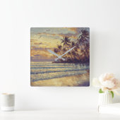 Subtle Beach Light - Impressionism Style Landscape Vierkante Klok (Huis)