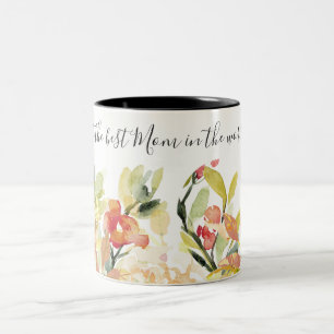 SUBTLE BEDRIJVEN WATERVERF FLORAL BEST MOM IN DE W TWEEKLEURIGE KOFFIEMOK