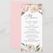Subtle Blooms | Bruiloftsmenu met bloemmotief Menu (Voorkant / Achterkant)