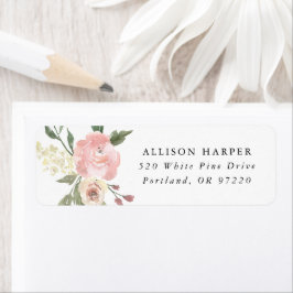 Subtle Blooms Waterverf Floral Return Address Etiket