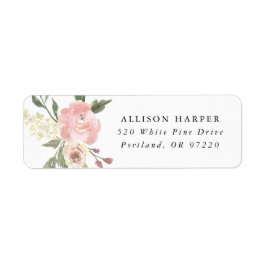 Subtle Blooms Waterverf Floral Return Address Etiket