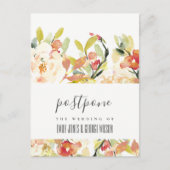 SUBTLE BLUSH PEACH PINK FLORAL WEDING POSTPONE AANKONDIGINGSKAART (Voorkant)