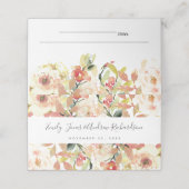 SUBTLE BLUSH PEACH PINK WATERVERF FLORAL WEDING PLAATSKAARTJE (Buitenkant ongevouwen)