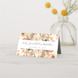 SUBTLE BLUSH PEACH PINK WATERVERF FLORAL WEDING PLAATSKAARTJE