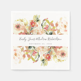 SUBTLE BLUSH PEACH PINK WATERVERF FLORAL WEDING SERVET