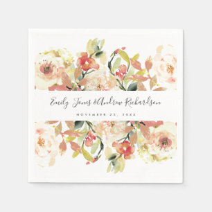 SUBTLE BLUSH PEACH PINK WATERVERF FLORAL WEDING SERVET