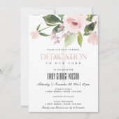 SUBTLE BLUSH PINK ROSE FLORAL BABY DEDING KAART (Voorkant)