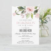 SUBTLE BLUSH PINK ROSE FLORAL BABY DEDING KAART (Staand voorkant)