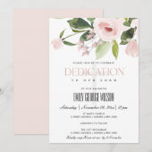 SUBTLE BLUSH PINK ROSE FLORAL BABY DEDING KAART (Voorkant / Achterkant)