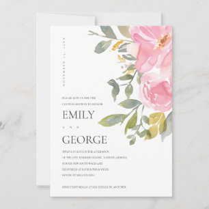 SUBTLE BLUSH PINK ROSE FLORAL COUPLE SHOWER KAART