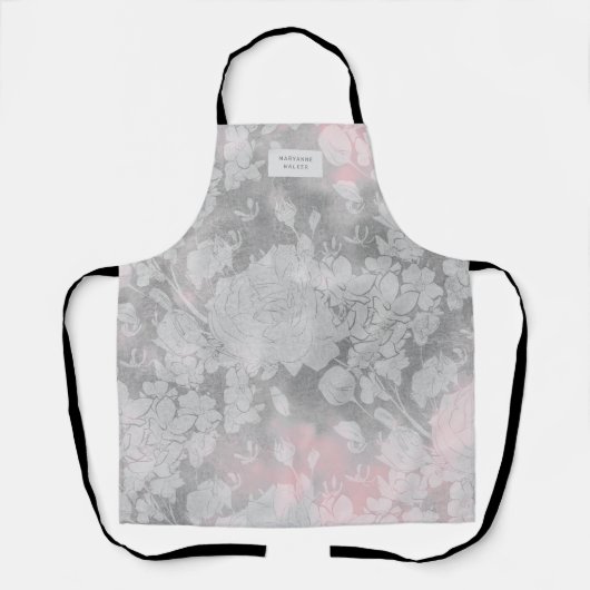 Subtle Blush Silver Floral Monogram schort (Voorkant)