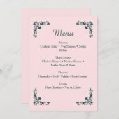 Subtle Blush & Slate Gray Floral Dinner Menu (Voorkant / Achterkant)