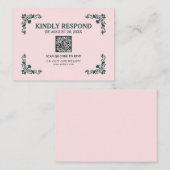 Subtle Blush & Slate Gray Islamic QR RSVP Card Informatiekaartje (Voorkant / Achterkant)