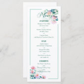 Subtle Botanical Blush Pink Peony Flowers Wedding Menu (Voorkant / Achterkant)