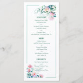 Subtle Botanical Blush Pink Peony Flowers Wedding Menu (Voorkant)