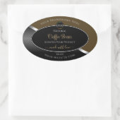 Subtle Brown Black Wavy Silver Logo Productlabels Ovale Sticker (Tas)