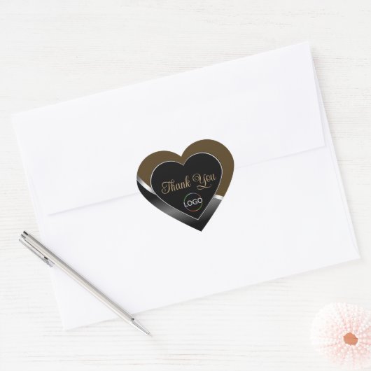 Subtle Brown Black Wavy Silver Logo Schattige Beda Hart Sticker (Envelop)