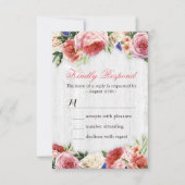 Subtle Chic Rustic Rozen Floral Wood RSVP Antwoord (Voorkant)