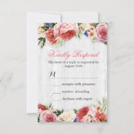 Subtle Chic Rustic Rozen Floral Wood RSVP Antwoord