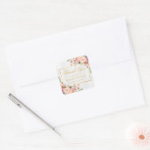 Subtle Chic Wood Grain Floral Gold Lijst Hartelijk Vierkante Sticker (Envelop)