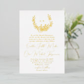 Subtle Classic Wreater Monogram Wedding Gold Folie Uitnodiging (Staand Voorkant)