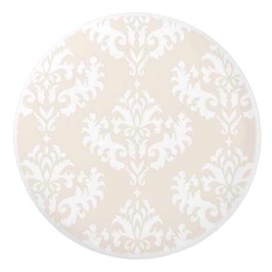 Subtle Cream Damask-patroon Keramische Knop (Voorkant)