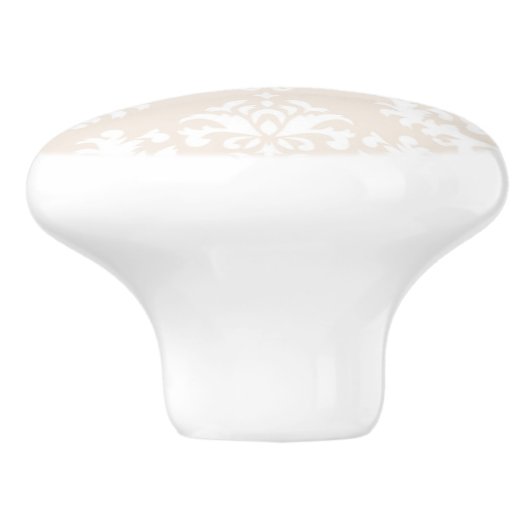 Subtle Cream Damask-patroon Keramische Knop (Zijkant)