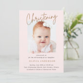 Subtle Cross-Handwriting Script Christening Foto Kaart (Staand voorkant)