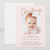 Subtle Cross-Handwriting Script Christening Foto Kaart (Voorkant / Achterkant)