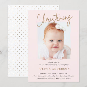 Subtle Cross-Handwriting Script Christening Foto Kaart