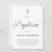 Subtle Cross in letters Calligraphy Simple Baptism Kaart (Voorkant)