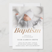 Subtle Cross Script Handwriting Christening Foto Kaart (Voorkant)