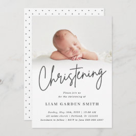 Subtle Cross Script Handwriting Christening Foto Kaart